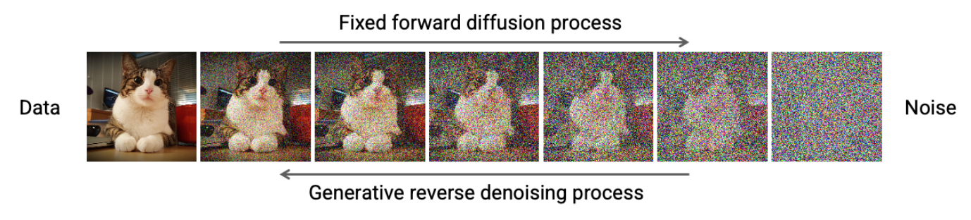 Forward and reverse diffusion process