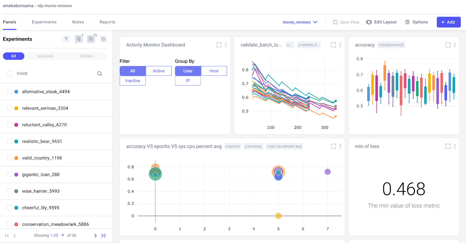 UI of one of the MLflow alternatives: Comet