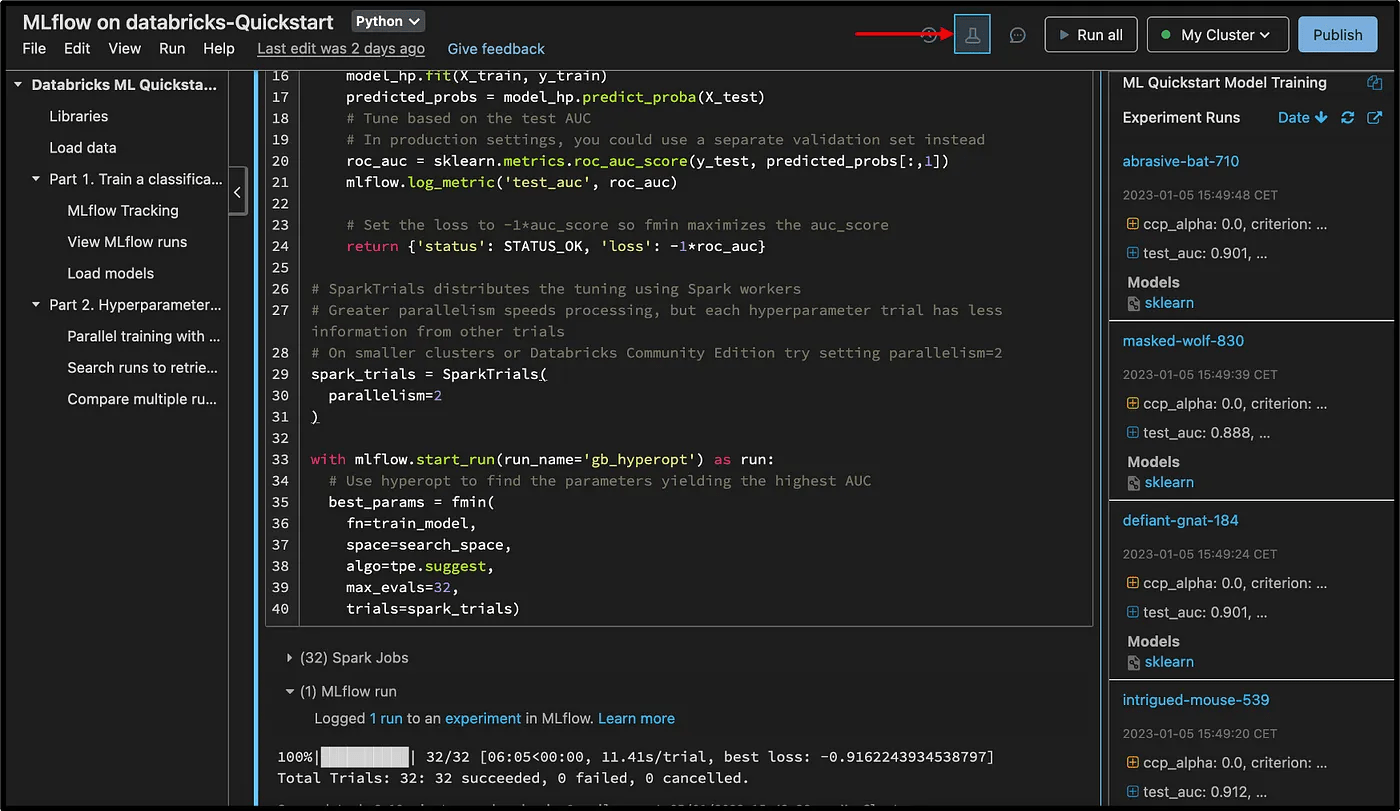 Managed MLflow Databricks, quickstart