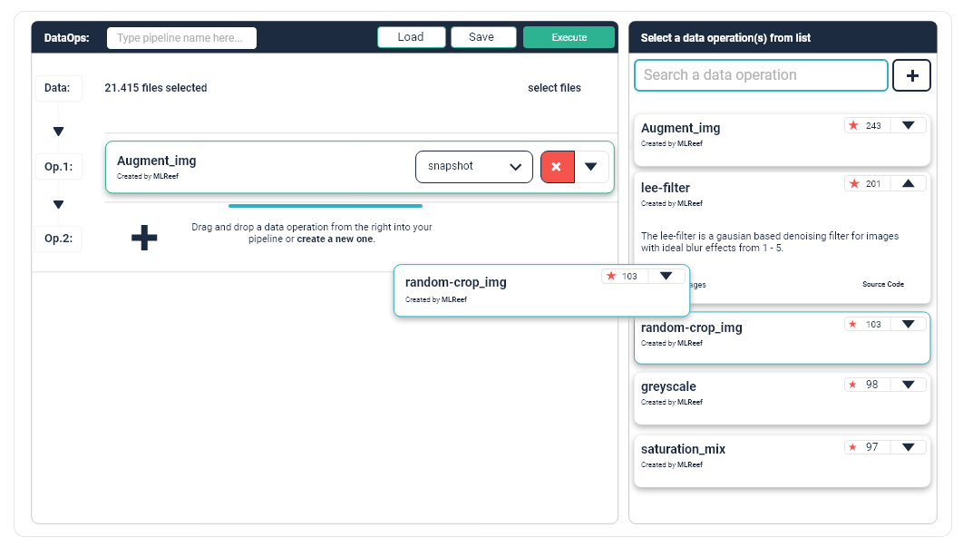 UI sample of MLReef, MLOps open source platform